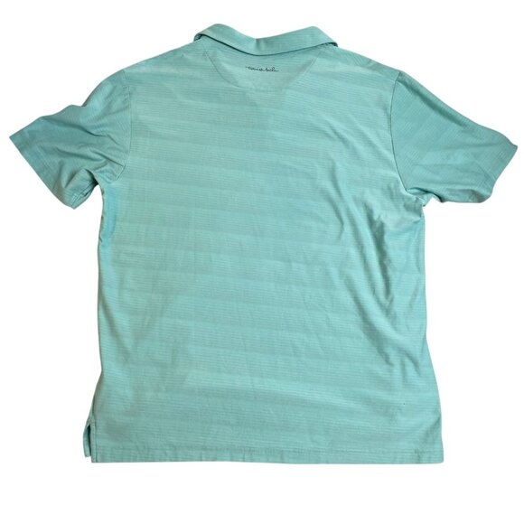 TravisMathew Mens Polo Shirt Size XL Light Blue Striped Short Sleeve Polyester B - Picture 2 of 8